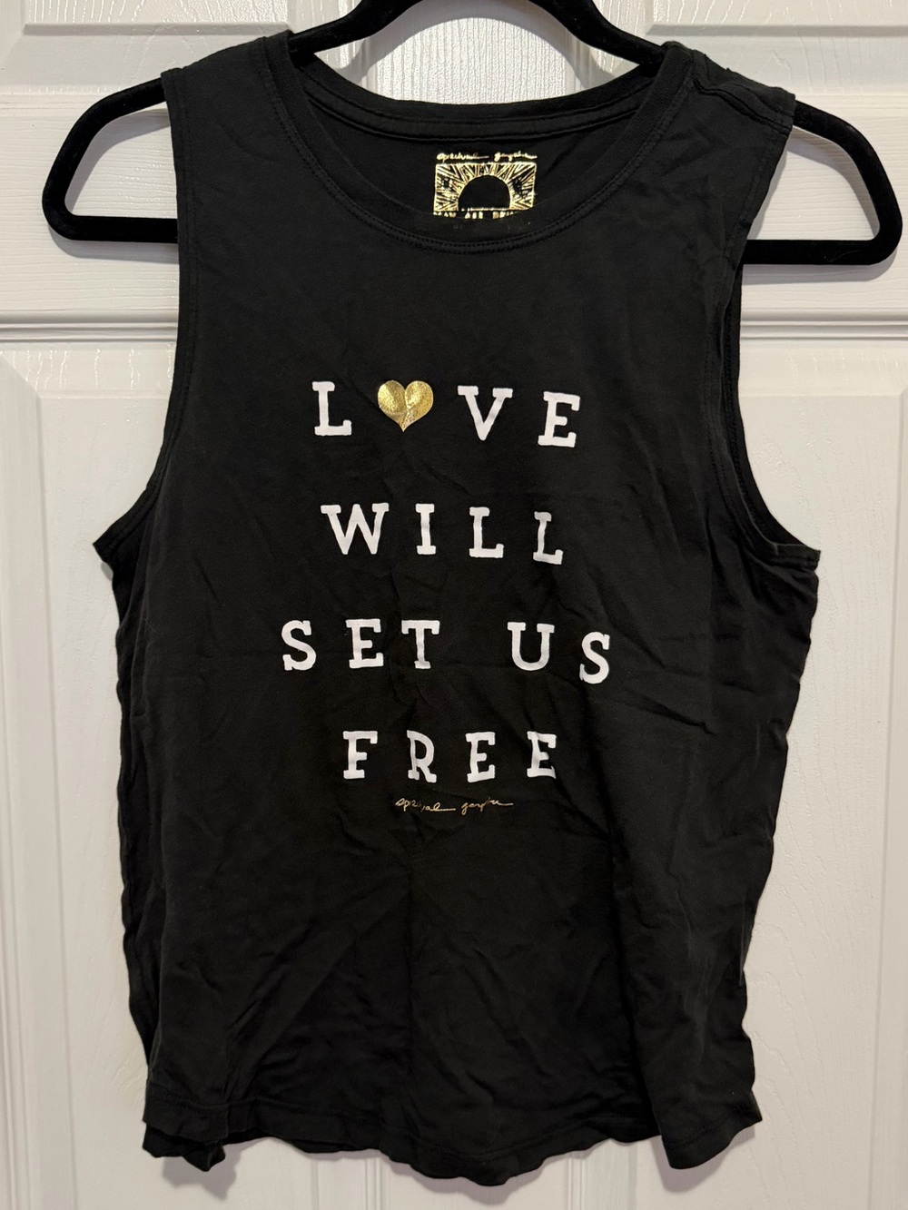 Spiritual Gangster “Love Will Set Us Free” Black and Gold Tank
